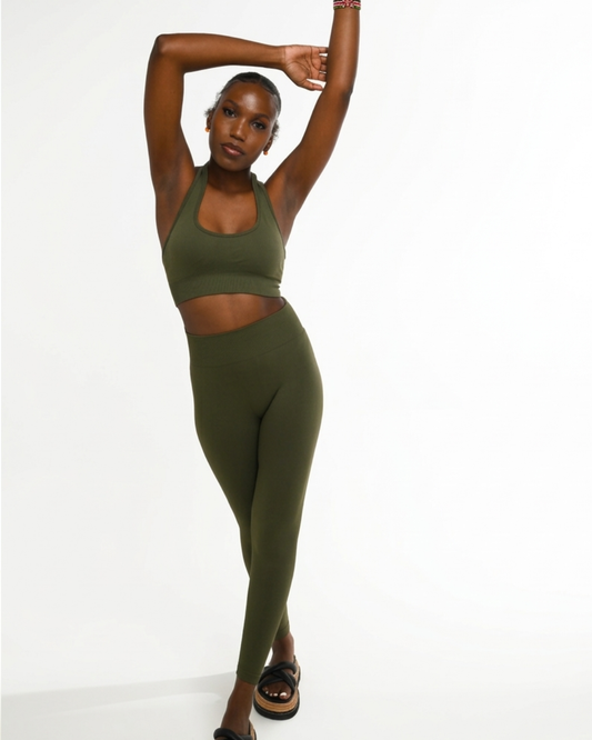 SEAMLESS SCRUNCH LEGGINGS - OLIVE