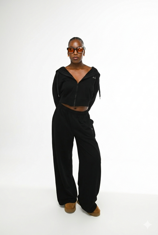 SIRI CROPPED HOODIE - BLACK