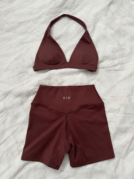 AURA HALTER CROP - CHOCOLATE