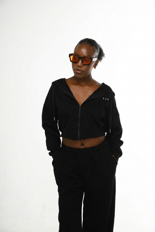SIRI CROPPED HOODIE - BLACK