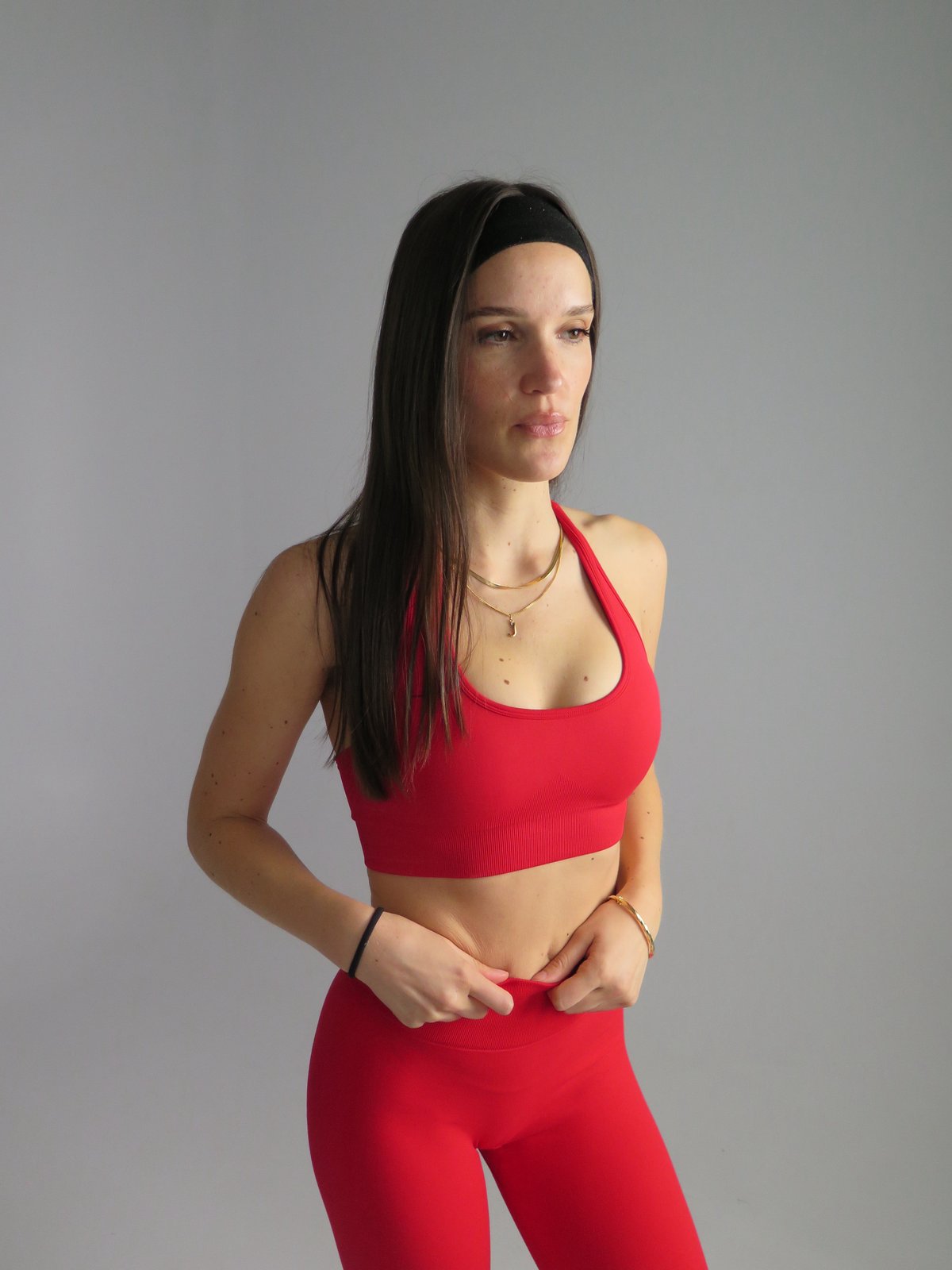 BRIGITTA SEAMLESS HALTER CROP - RED - PRE ORDER